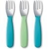 imageNUK Pretensil Dipper Spoon ampamp Fork Set Baby ampamp Toddler SelfFeeding Utensils EasyGrip MessReducing Design 4 PackBlue  Green
