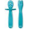 imageNUK for Nature Pretensil Dipper Spoon and Fork Set Easy to Grip for SelfFeeding Development MessFree Feeding Top Rack DishwasherSafe BPA ampamp LatexFreeBlue