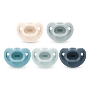 imageNUK 100 Silicone Comfy Orthodontic Pacifiers 06 Months Blue Fashion Timeless Collection 5 CountBlue Assorted