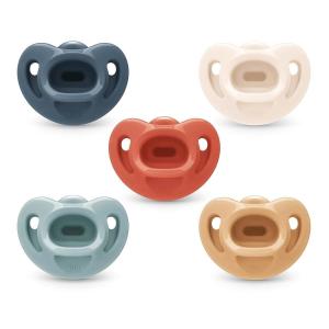imageNUK 100 Silicone Comfy Orthodontic Pacifiers 06 Months Blue Fashion Timeless Collection 5 CountMulti Colored