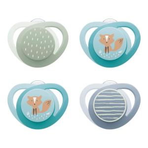 imageNUK GlowinTheDark Orthodontic Pacifier with HeartShaped Shield BPAFree fits 618 Months 4PackFox