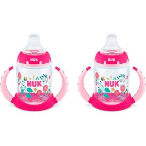 imageNUK Learner Cup 5 Oz Pack of 2 Pink Hearts Soft Spout EasyGrip Handles BPA Free Spill Proof Transition Sippy CupFlowers