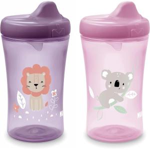 imageNUK Sesame Street Hard Spout Cup 10 Oz 2 Pack  BPA Free Spill Proof Sippy CupPink  Purple