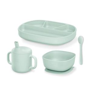 imageNUK Silicone Baby Tableware Bundle Includes 1 Plate 1 Bowl 1 Cup ampamp 1 Spoon Durable Suction Feature Helps Reduce Spills MicrowaveSafe BPAFreeTableware Set