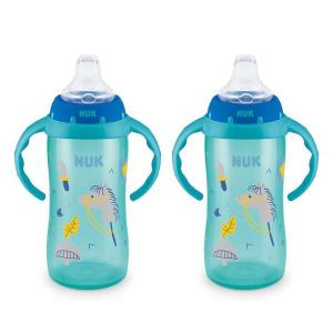 imageNUK Learner Cup Ms Rachel 10 oz 8 Months 2 Pack  Soft Spout EasyGrip Handles BPA Free Spill Proof Transition Sippy CupBlue Kingdom