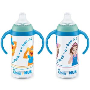 imageNUK Learner Cup Ms Rachel 10 oz 8 Months 2 Pack  Soft Spout EasyGrip Handles BPA Free Spill Proof Transition Sippy CupMs Rachel