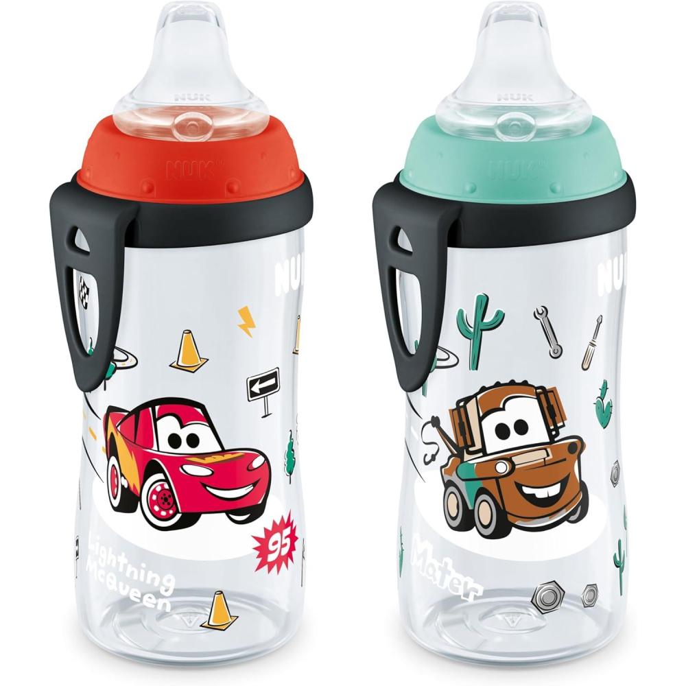 imageNUK Active Sippy Cup 10 oz 2 Pack Disney Princess BPAFree Soft Spout SpillProof CupDisneys Cars