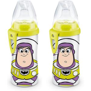 imageNUK Active Sippy Cup 10 oz 2 Pack Disney Princess BPAFree Soft Spout SpillProof CupBuzz Lightyear
