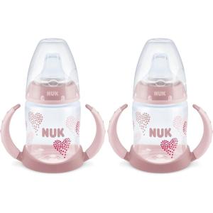 imageNUK Learner Cup Ms Rachel 5 oz 6 Months 2 Pack  Soft Spout EasyGrip Handles BPA Free Spill Proof Transition Sippy CupPink Hearts