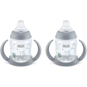 imageNUK Learner Cup Ms Rachel 5 oz 6 Months 2 Pack  Soft Spout EasyGrip Handles BPA Free Spill Proof Transition Sippy CupWoodlandsElephant