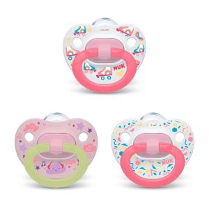 imageNUK GlowintheDark Orthodontic Pacifiers 618 months 3 PackPink