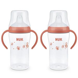 imageNUK Perfect Match Learner Cup 5 oz 2 pack  Soft Spout EasyGrip Handles BPA Free Spill Proof Transition Sippy CupOrange Monkeys